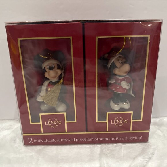 Lenox Disney Mickey and Minnie Mouse 24k Gold Accents Christmas Ornament - Picture 6 of 14